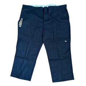 Dickies Work Pants Mens Loose Fit Black 56x30 Polyester Cotton Blend Double Knee
